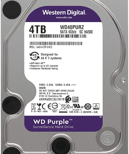 Disco Duro PURPLE Western Digital 4TB WD40PURZ
